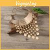 Ethnic Fashionable Style Multi Layer Tassel Design Women Metal Collar Necklace