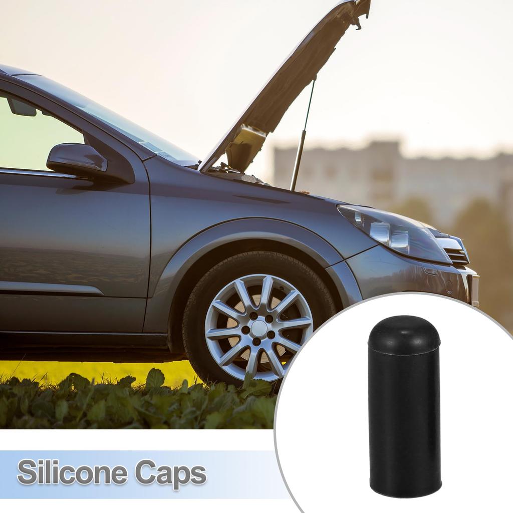 X AUTOHAUX 5pcs 4mm 0.16" Silicone Hose Cap Intake Vacuum Hose Tube End Plug Car Black