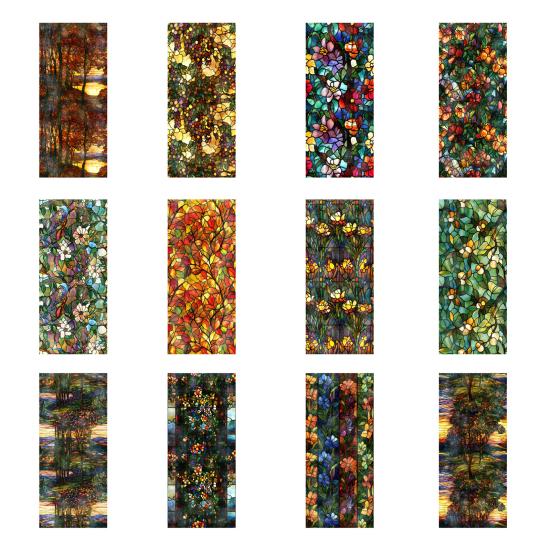 Fenster Sichtschutzfolie Statisch Haftende Buntglasfolien Abnehmbare PVC Dekorfolie für Zuhause Küche Wohnzimmer Schlafzimmer