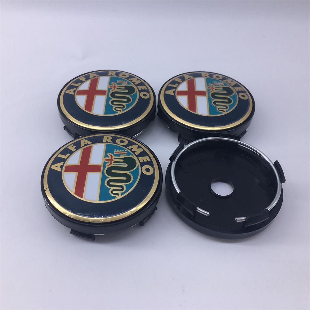 4PCS 60mm For Alfa Romeo Black caps 030 Stelvio Sportiva GT 159 166 147 156 Mito Metal Emblem Auto Hub caps Decoration Styling