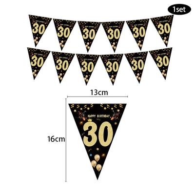 Decoraciones para 30º 40º 50º 60º Cumpleaños Globos con Números Pancarta Colgante de Cumpleaños Banderines para Adulto Suministros para 30º Aniversario