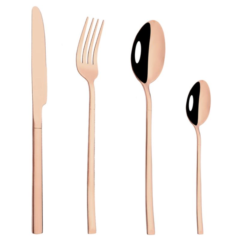 4pcs Pink Gold Dinnerware Set Stainless Steel Tableware Set Home Kitchen Eating Utensils Knife Fork Spoon Cutlery Set