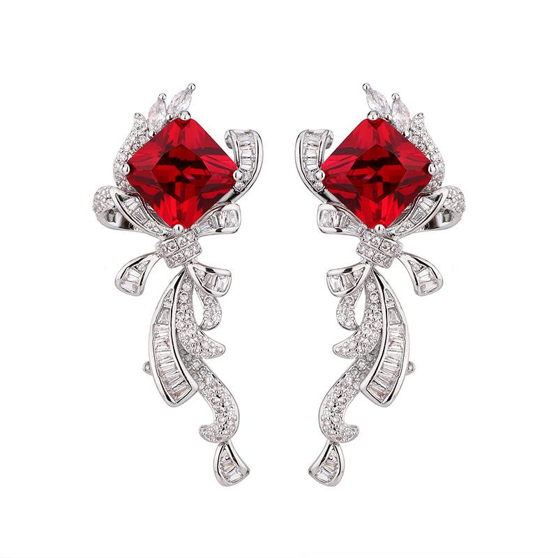 Schmuck Ohrringe Smaragd Paraiba Rot Korund Übertrieben Ohr Anhänger Ohrringe Vintage Quaste Kleid Zubehör