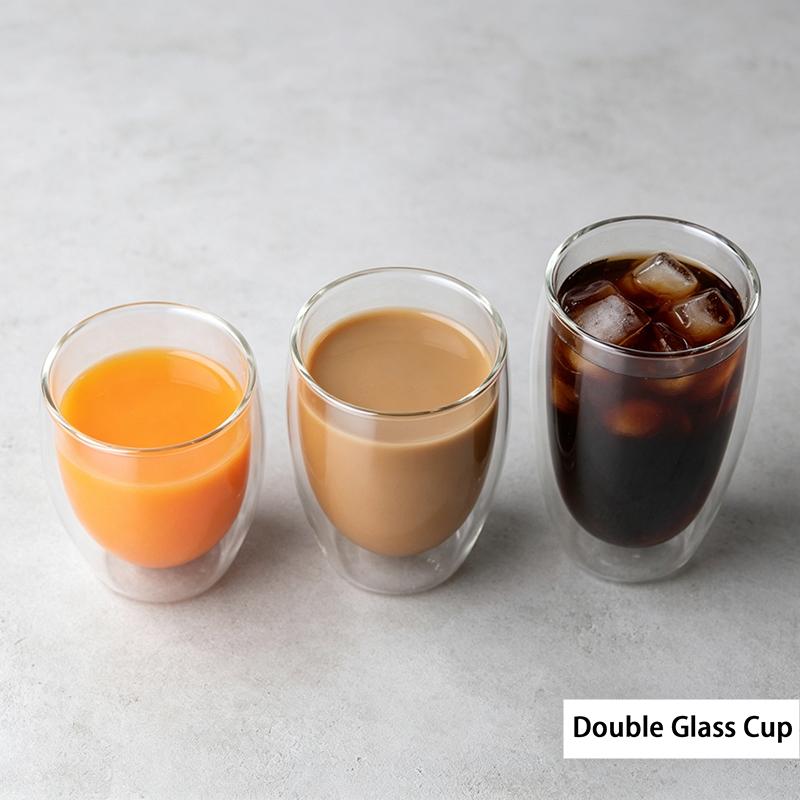 80/150/250/450/650ml Double-Wall Insulated Clear Glass Espresso Cups Perfect For Tea, Coffee, Latte, Cafe, Milk, Restaurant Use