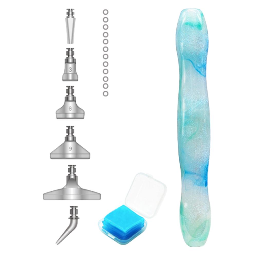 Diamond Painting Art Sticky Drill Dot Pen with 6 Drill Pen Picking Heads and 1 Clay Resin 5D Diamond Painting Pen DIY Art Crafts