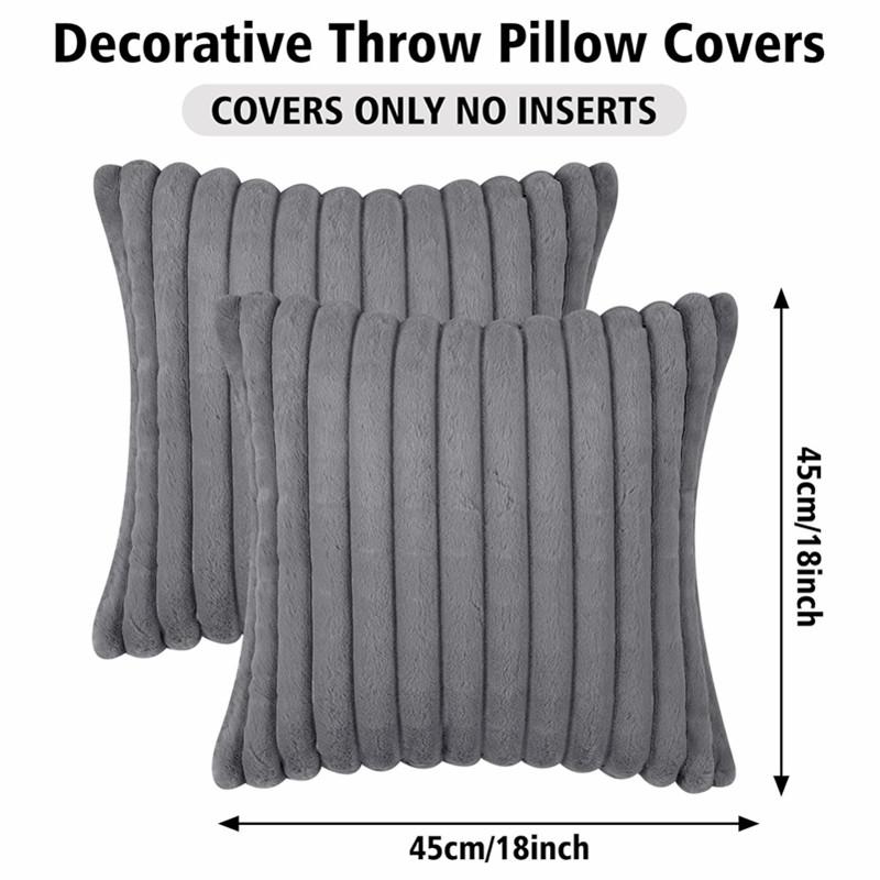 45x45cm Double-Side Faux Fur Plush Decorative Throw Pillow Covers Wide Stripe Couch Cushion Case Soft Fluffy Pillowcases JAF068