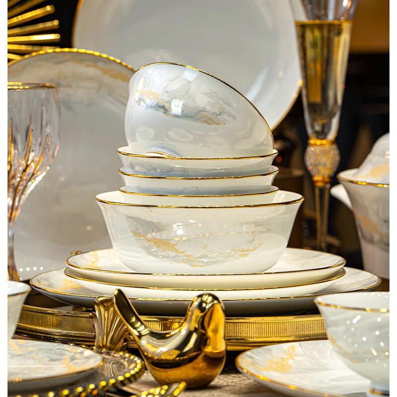 Jingdezhen Ceramic Dinnerware Set - Light Luxury Style