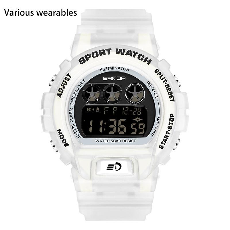 Neue elektronische Uhr mit Einzelwerk in grüner, heller Farbe für männliche und weibliche Studenten, modische, multifunktionale, trendige, wasserdichte Uhr