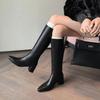 Fashion Ladies Shoes 2024 Knee-High Women's Boots Elegant Modern Boots Women Sewing Pointed Toe Med Heel Slip on Fashion Shoes Women