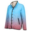 Ladies' Gradient Printed Stand Up Collar Pleated Cotton Long Sleeved Buttoned Cotton Jacket