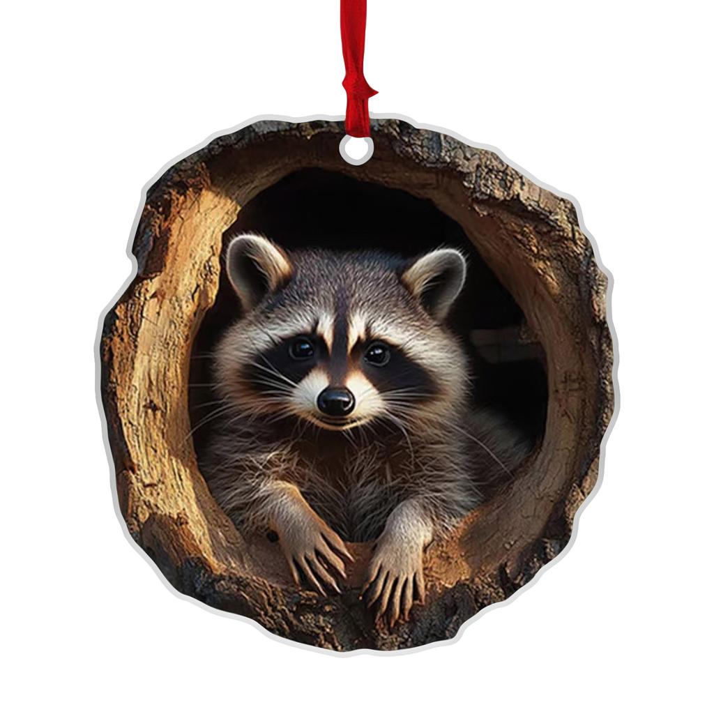 New Forest Animal Pattern Acrylic Ornaments -  Animal Christmas Tree Decorations - 2D Flat Christmas Hangings