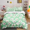 White Dogs and Flower Pattern Duvet Cover Set Digital Print Colorful Polyester Bedding with Zipper Closur for Kids Gifts