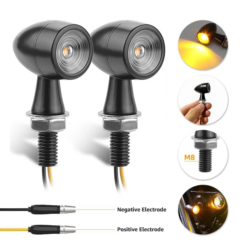 Motorcycle LED Turn Signal Light Bullet Clignotant Moto Flasher Lamp Mini LED Turn Signal Lights 12V 8mm Moto Indicator Blinker