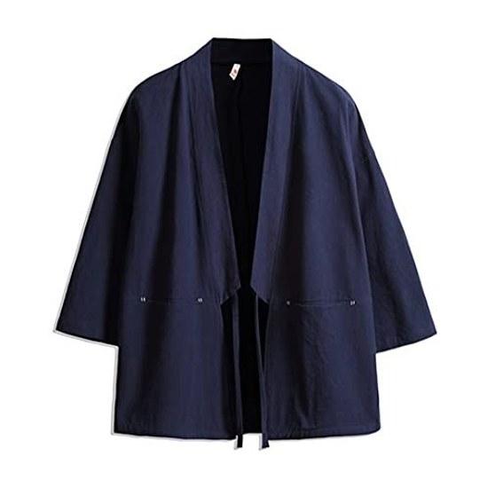 Mens kimono cardigan traditional haori yukata casual outerwear samurai clothing summer beach kimono.