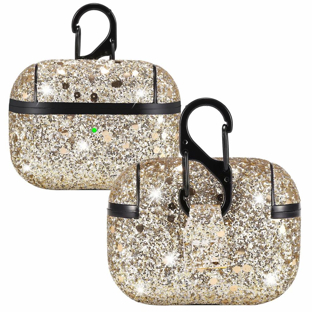 Applicable AirPods Pro earphone case 3rd generation Bluetooth earphone love glitter all-inclusive anti-drop protective cover, hook