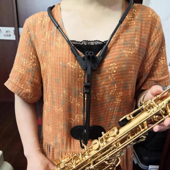 Adjustable Saxophone Neck Strap Double Shoulder Harness with Swivel Hook Ergonomic Sax Shoulder Strap for Alto Tenor Saxophones Baritone Clarinet