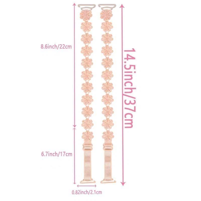 1Pair Lace Flower Decor Bra Straps, Adjustable Versatile Anti-Slip Shoulder Strap For Women'S Lingerie And Bra Accessories