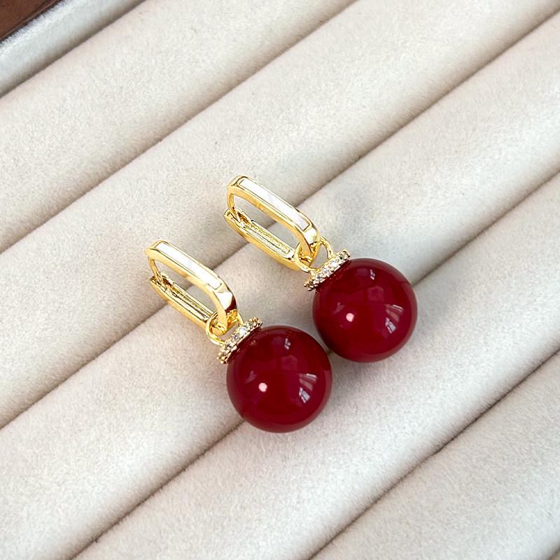 18k Gold Plated Silver Needle Zircon Resin Round Earrings: Simple, Versatile, Luxurious Ear Jewelry