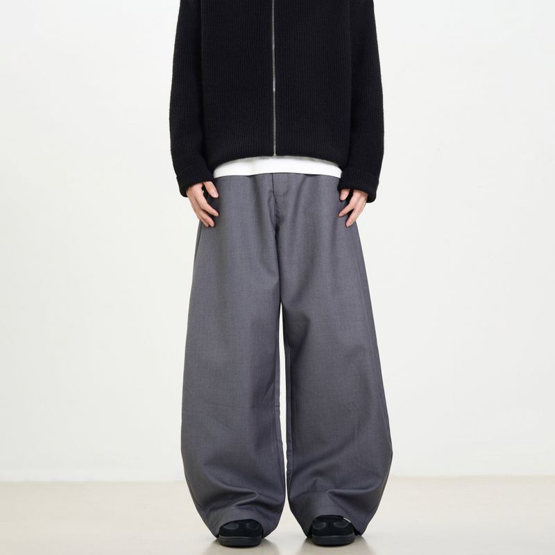 

Kisko Niche American-Style High-End Drape Basic Scimitar Trousers Unisex New Retro Wide-Leg Loose Casual Pants Gray 2XL