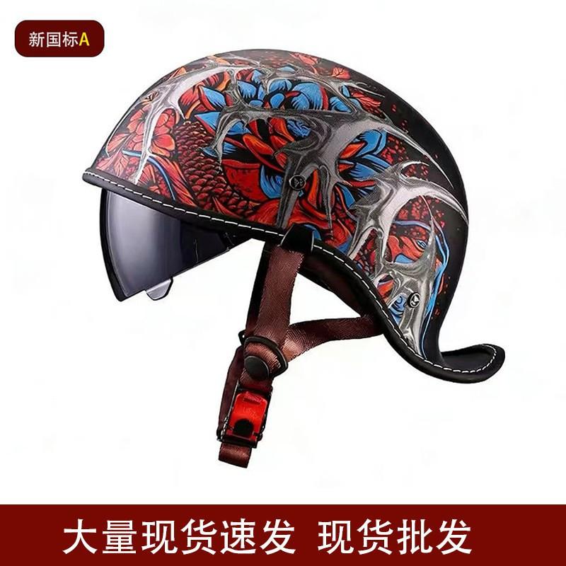 Yan Motorcycle Half Helmet Men s Retro Scoop Beautiful 3XL