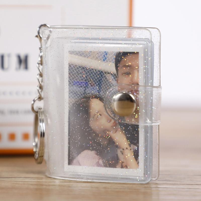 8 Pages Mini Photo Album Keychain Instant Picture Album Pendant Photo Storage Interstitial Pocket Keyring Lover Memory