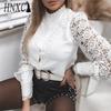 HNXC Women's Fashion Casual Solid Color Print Long Sleeve Blouses & Shirts