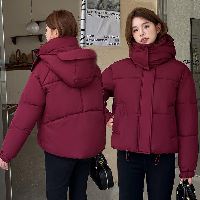 Winter new fluffy hooded bread short cotton clothes women's thickened loose small short coat batch