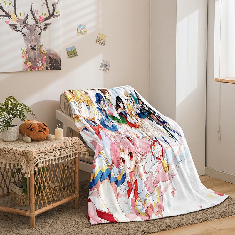 Japanese Beauty Girl Series Flannel Fleece Blanket 3D Printed Sofa Blanket Thickened Blanket
