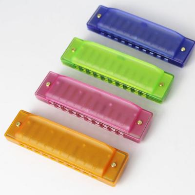 Clear Tuning 10 Hole Harmonica Translucent Durable Blues Harmonica with Storage Case Bright Color Children Musical Instrument