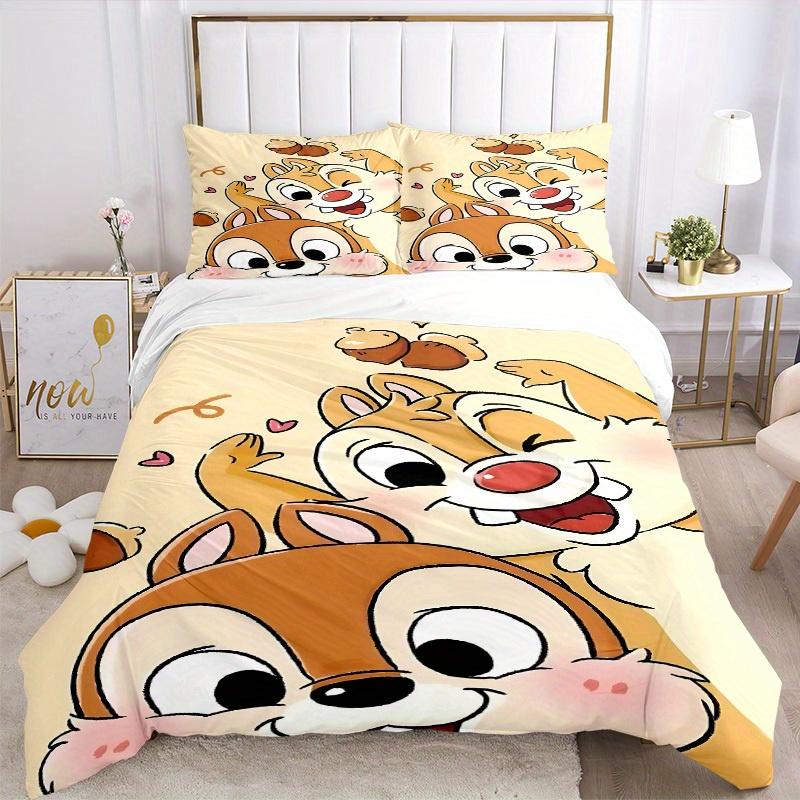 3pcs Set Chip & Dale1pc of Quilt Cover+2pcs of Pillowcase, No Core, Print Bedding, All Seasons Bedroom Setting006