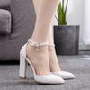 Sandals Summer Square High Heels Platform Shoes Sexy Ladies White Party Wedding Woman Pumps