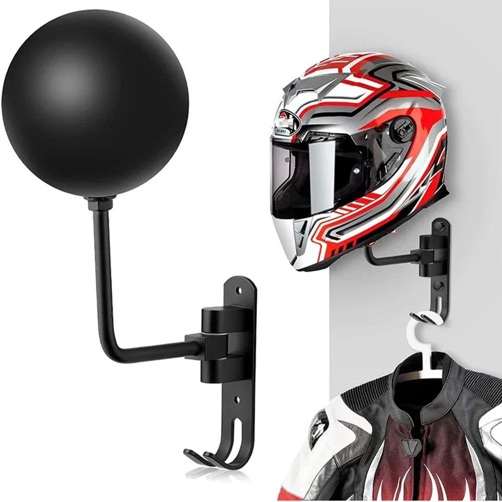 180° Rotating Wall-Mounted Helmet Holder - Aluminum & Stainless Steel, Multi-Purpose Rack for Helmets, Clothes