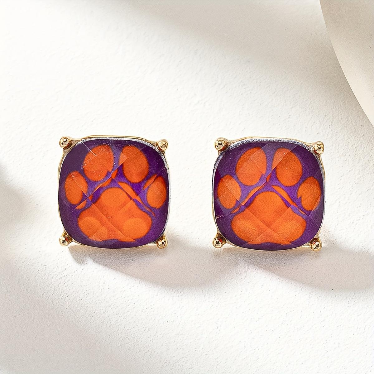 

Mini Square Football Game Day Stud Earrings - European & American Style