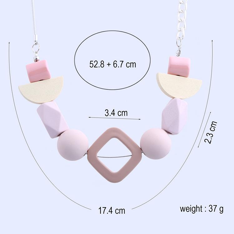 JMXD-Geometrische Anhänger Halskette Frauen, Übertrieben Schmuck, Holz Perlen, Zubehör