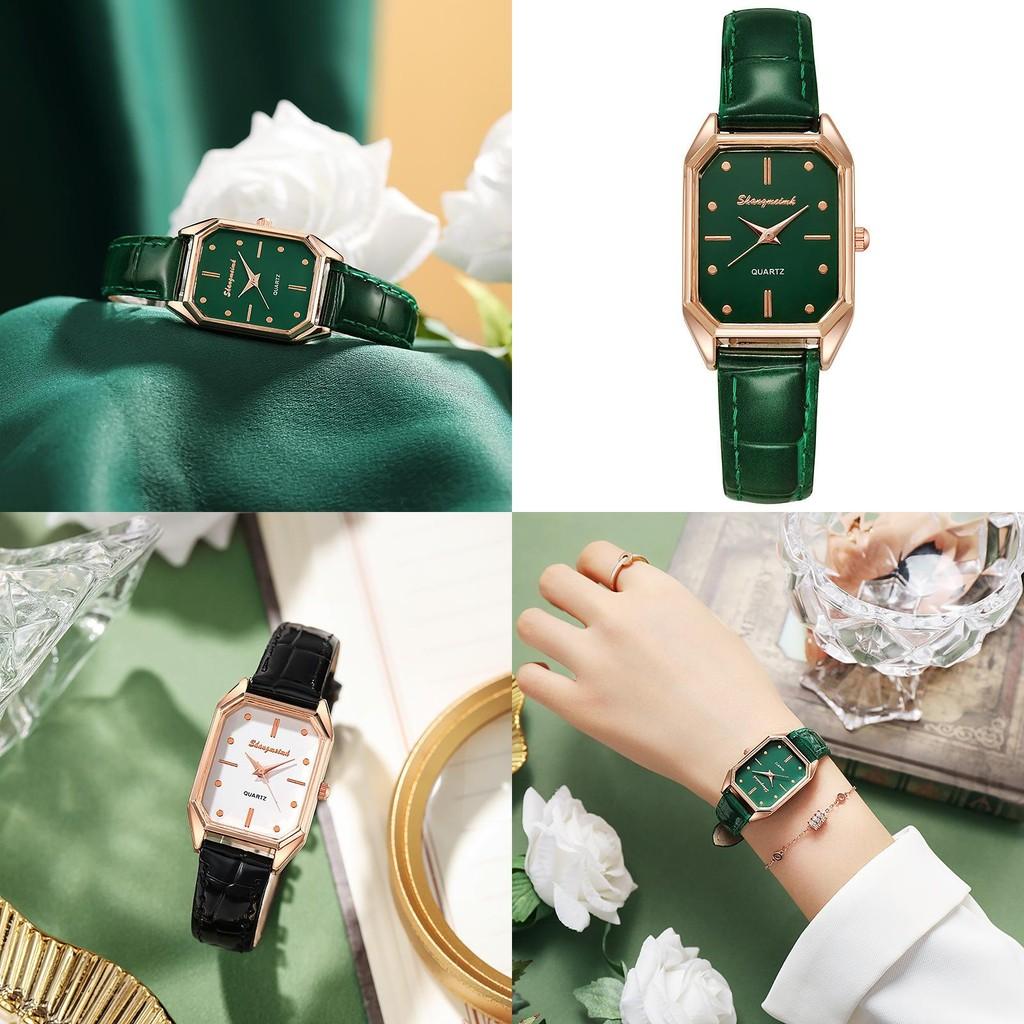 2022 Green Quartz Ladies Watch With Beautiful Square Dial For Live Broadcasting