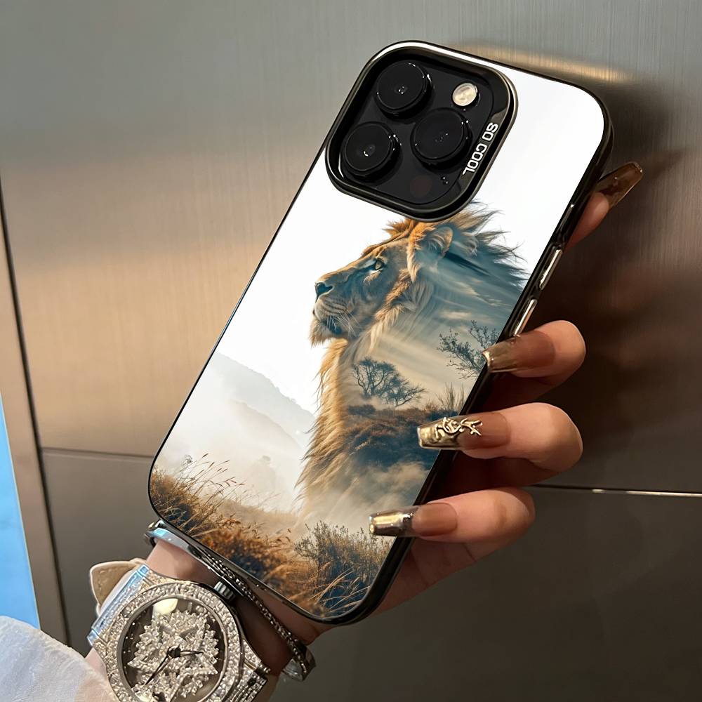 

Lion- Pattern Phone Case For iPhone 17,16,15,14,13,12,11 Plus Pro Max Colored Silver Phone Case iPhone15plus