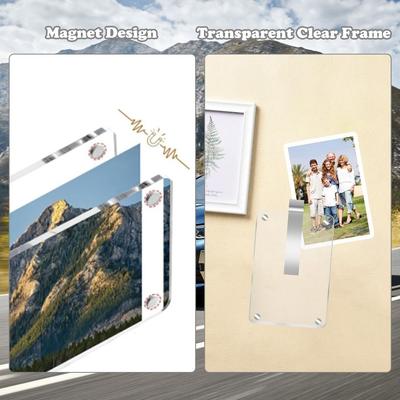 Magnetic Car Sun Visor Photo Holder Photograph Display Acrylic Car Picture Holder Horizontal Vertical Picture Frame Clip
