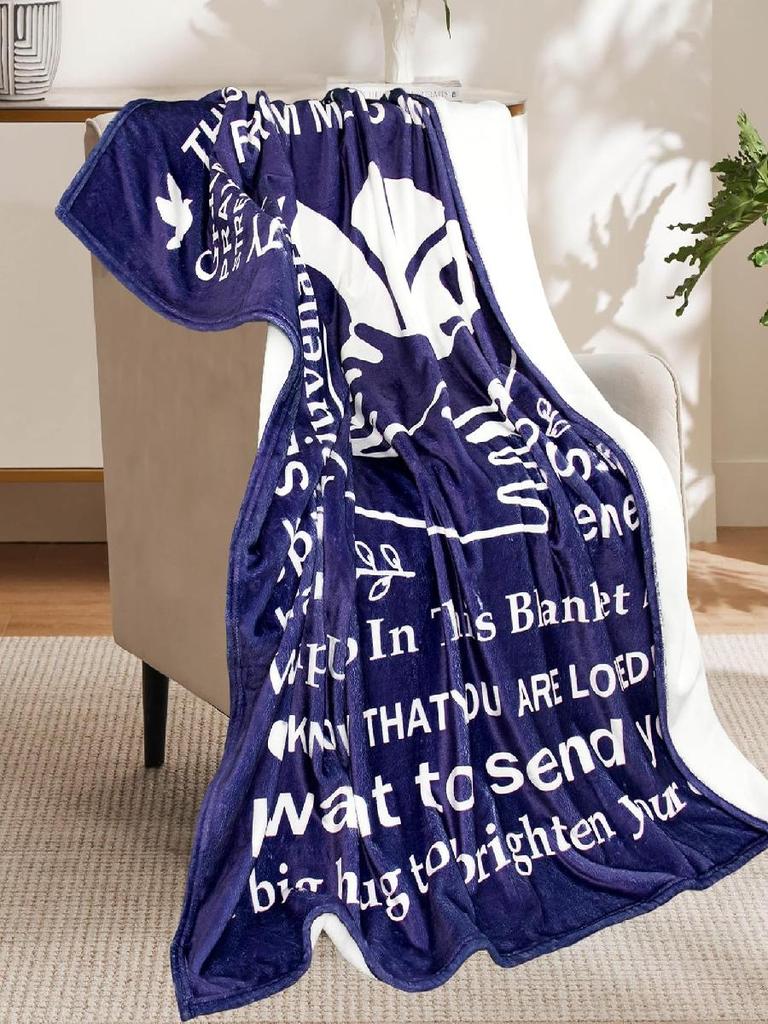 Get Well Soon Throw Blanket Hug Gift for Mom Friend Inspirational Sympathy Healing Blue X Recovery After Surgery Gifts