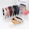 Korea PU Leather Middle Knotted Headband Solid Color Breathable Simple Ladies Headband Starting Card Hair Accessories