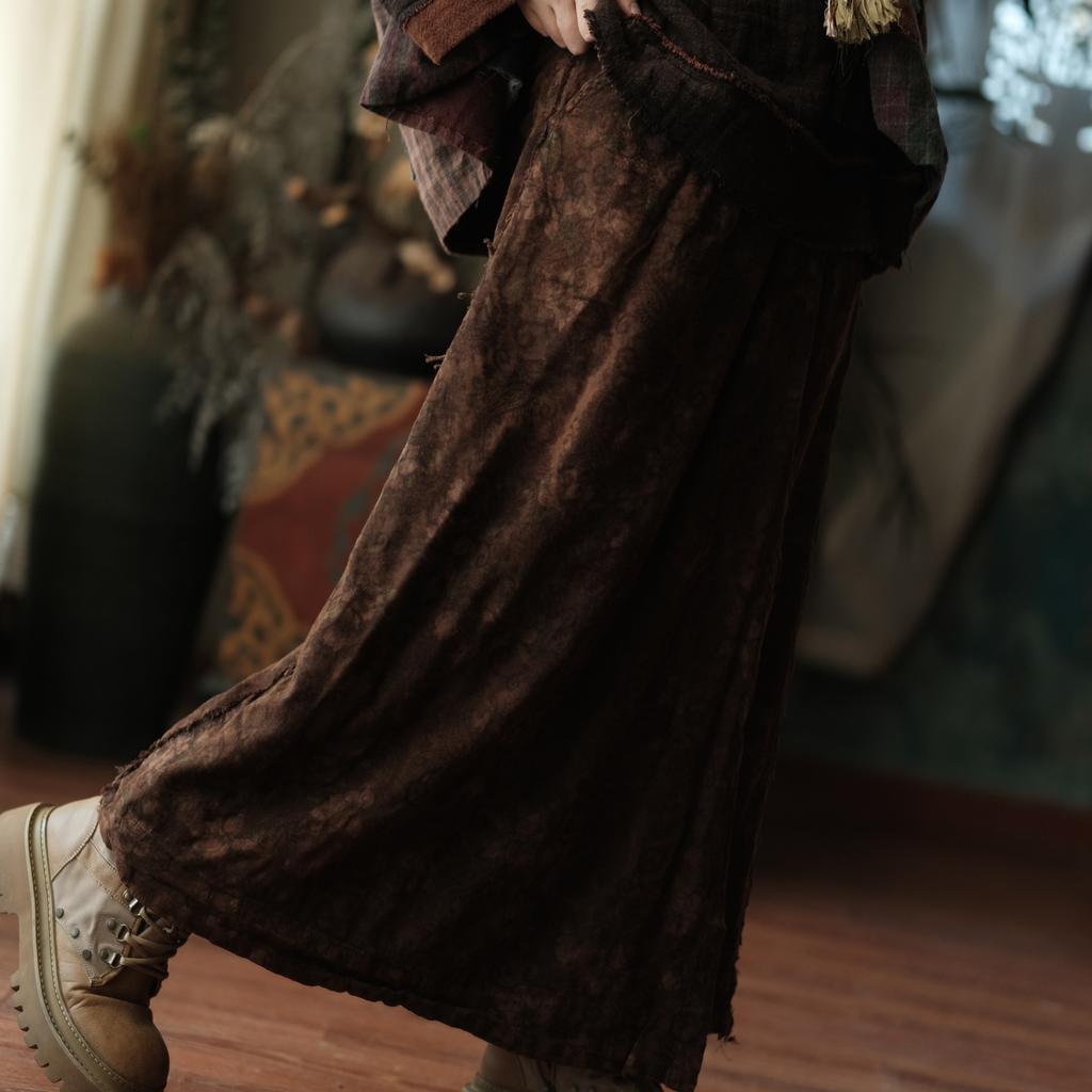 Johnature Femei Vintage Fuste de Iarnă Talie Elastică Imprimeu Floral Moi Femeie Cafea Fuste A-Line