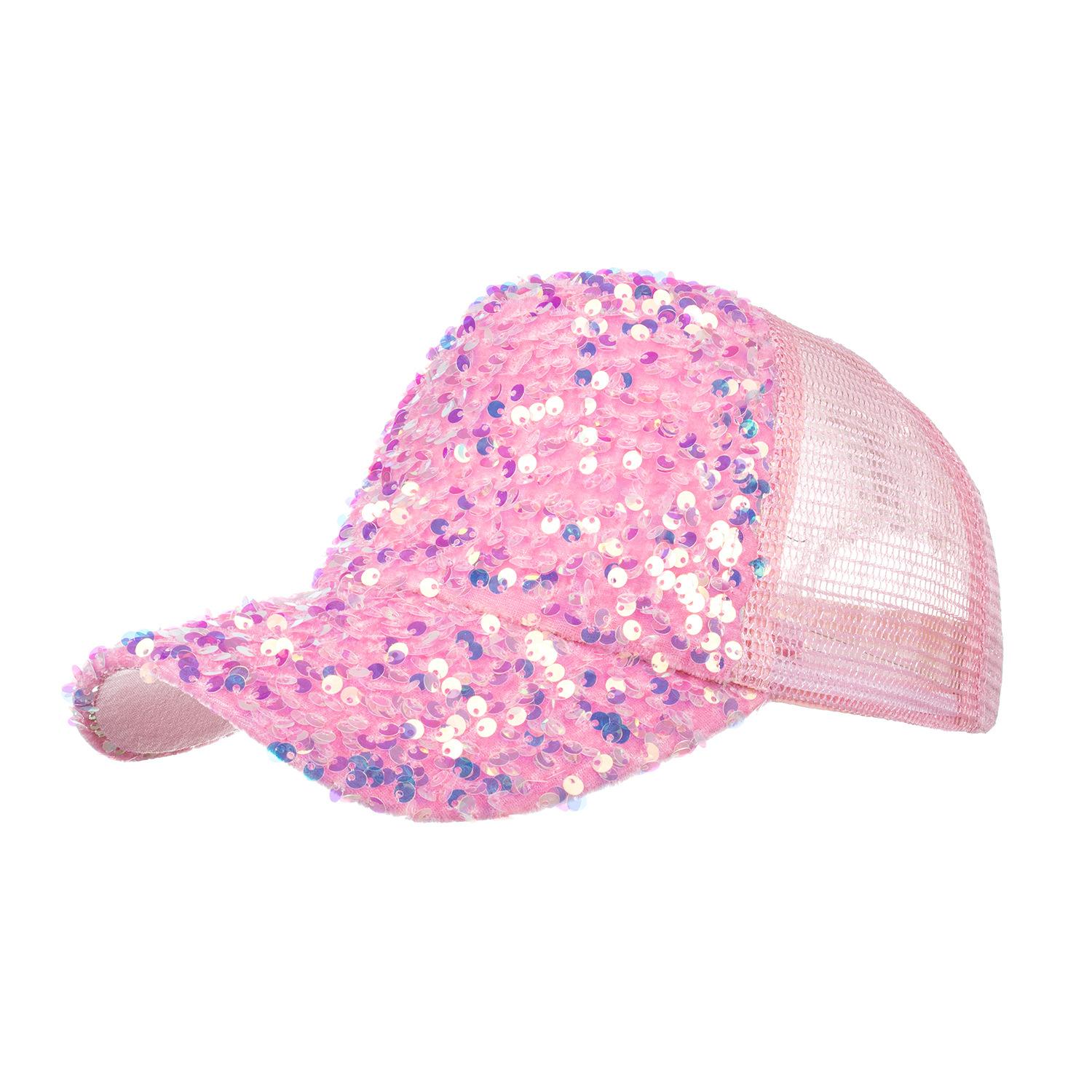 

Spring and summer new Korean version trendy color full sequin mesh cap baseball cap sunshade outdoor sun hat рожевий