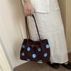 Versatile Polka Dots Shoulder Bag PU Material Retro Handbag Large Capacity Tote Bag  Students