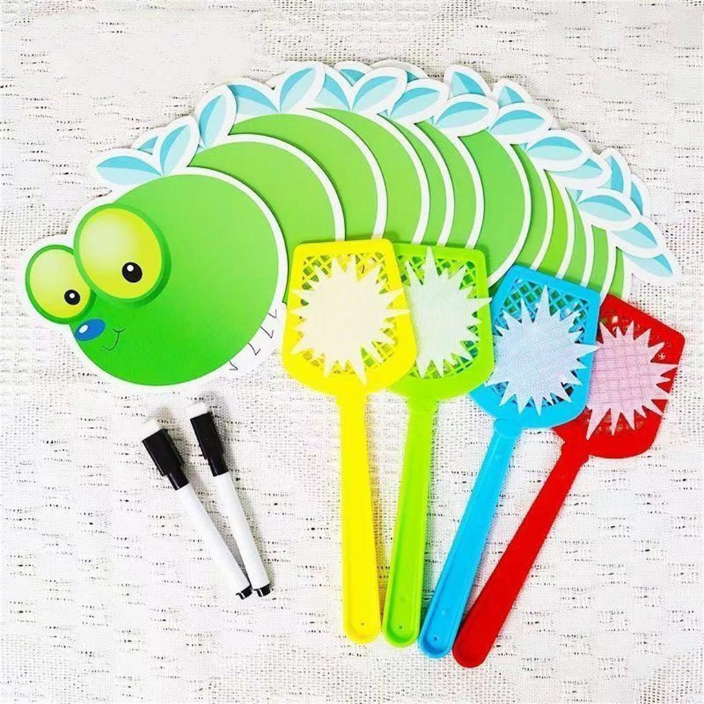 Fly Swatter Game, Fly Learning Literacy Classroom Teaching Aid, Erasable Card Children's Toy, Interactive Early Education Toy 5ml