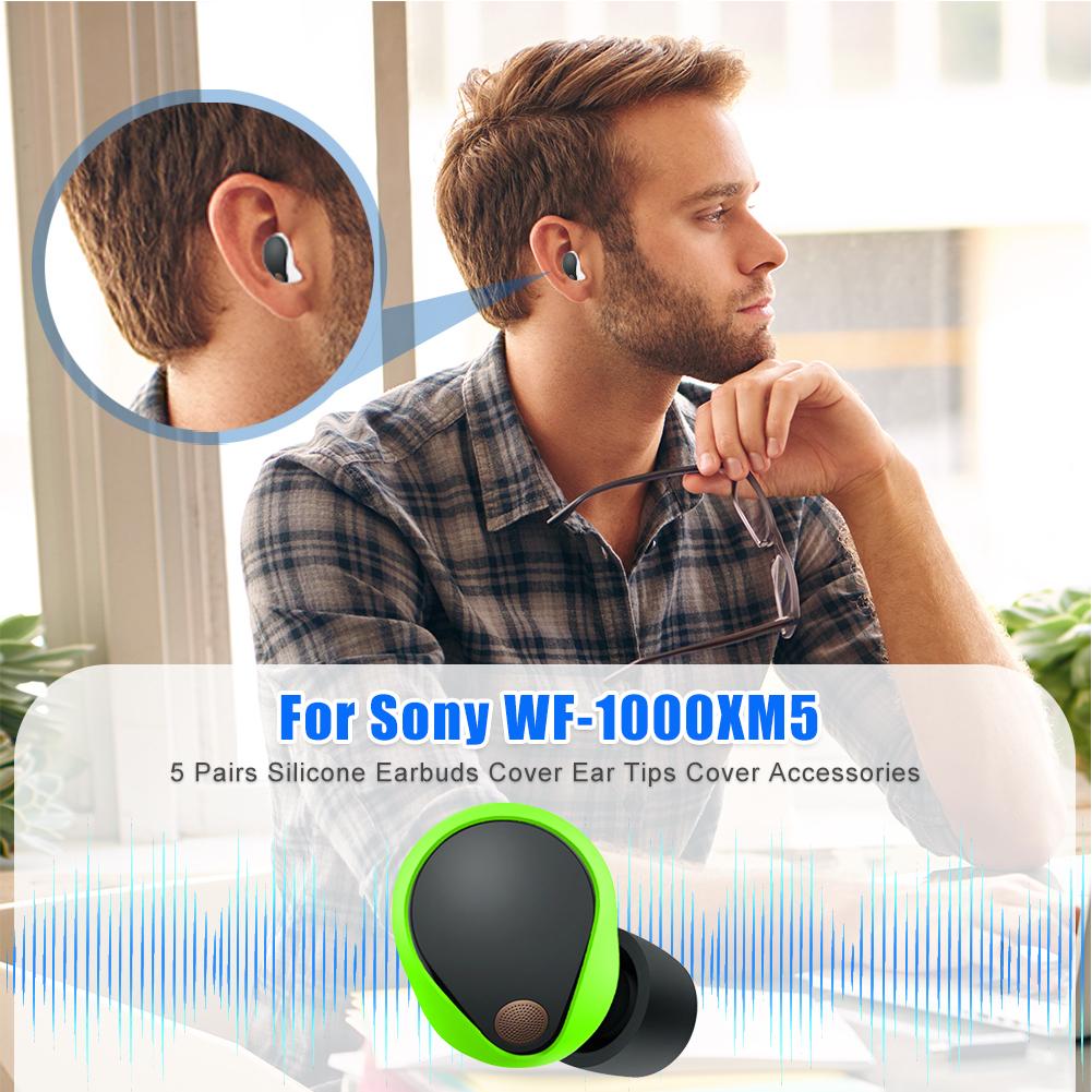 5 Pairs Silicone Earbuds Cover Anti-Slip Ear Bud Tips 5 Color Protective Ear Cover Replacement for Sony WF-1000XM5 Headphones