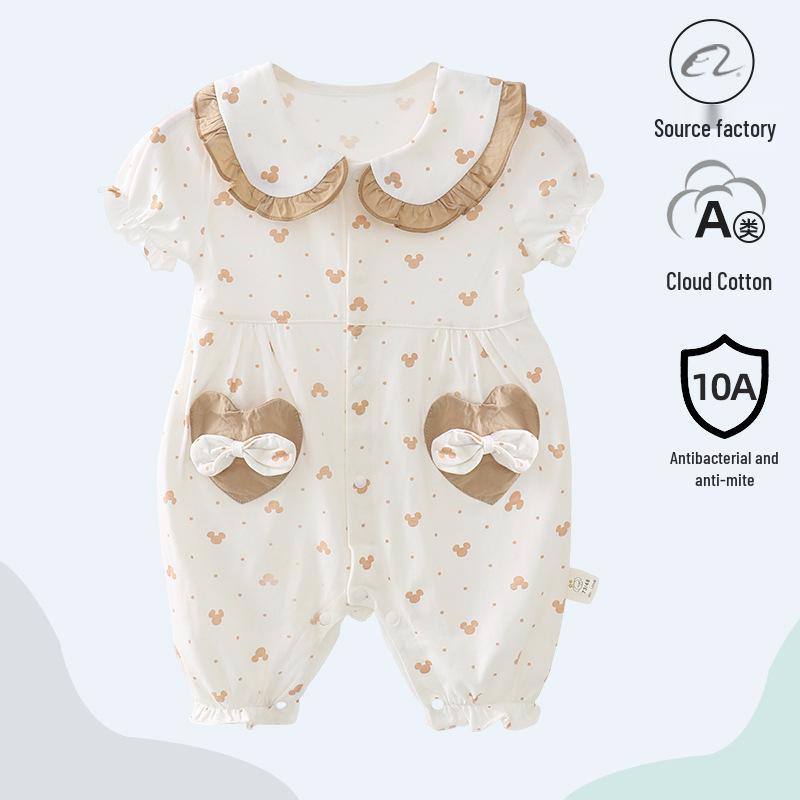 Antibacterial Summer Short-Sleeve Newborn Cotton Bodysuit
