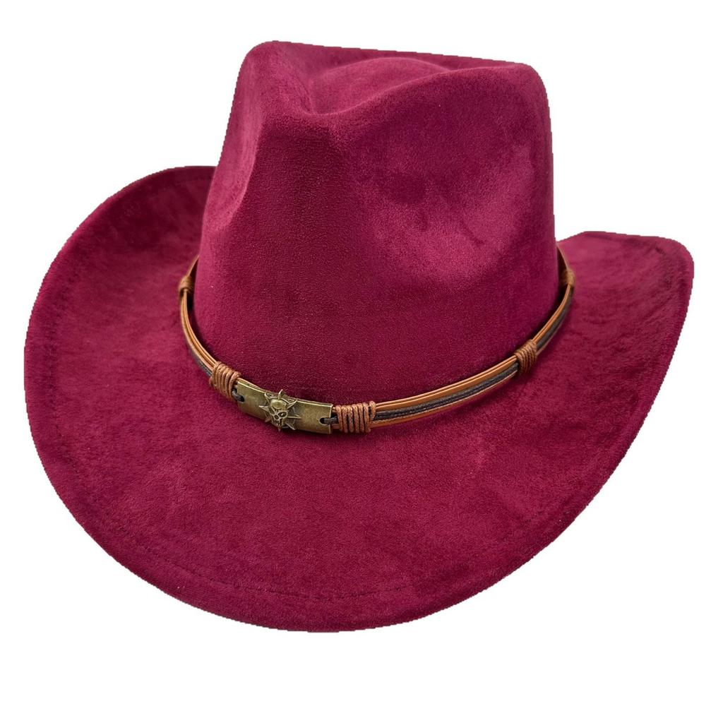 Western Cowboy Hat Women Woolen British Suede Belt Peach Heart Top Hat Felt Hat