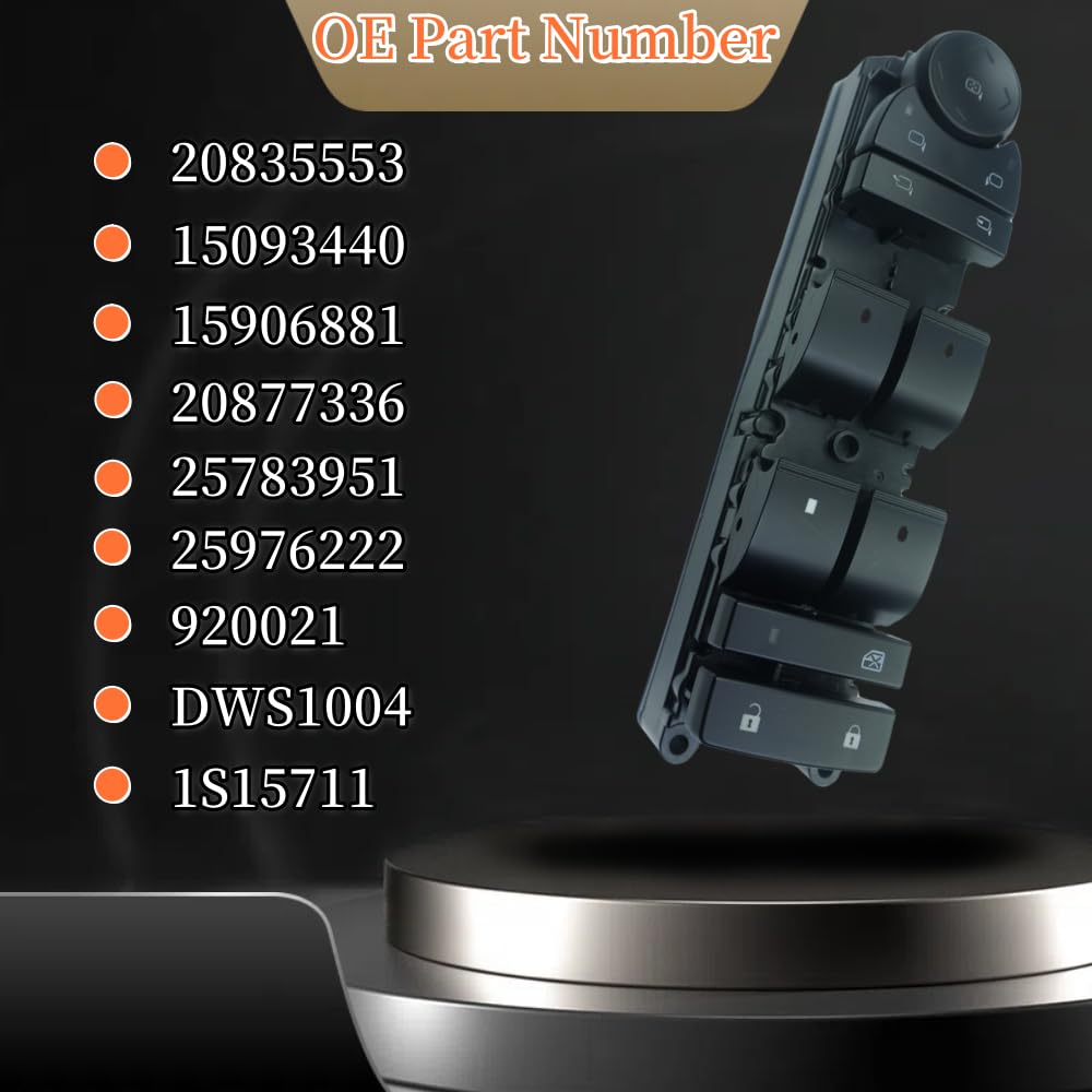 20835553 Driver Side Power Master Control Window & Door & Mirror Lock Switch,Fits for 07-14 Chevy Silverado 1500 2500 3500 Avalanche Suburban 1500
