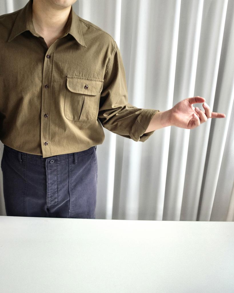 Ttella Deep Olive Cotton One Pocket Shirt