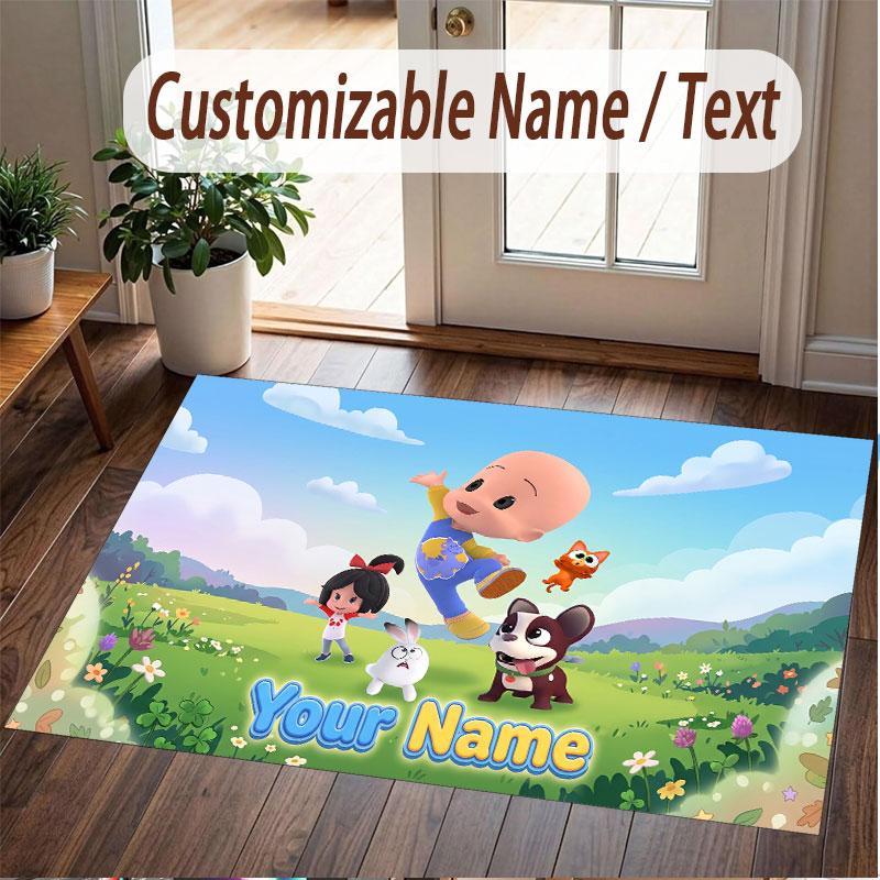 Custom Name Text Crystal Velvet Rug,Cleo & Cuquín Soft Plush Decorative Non Slip Floor Carpet