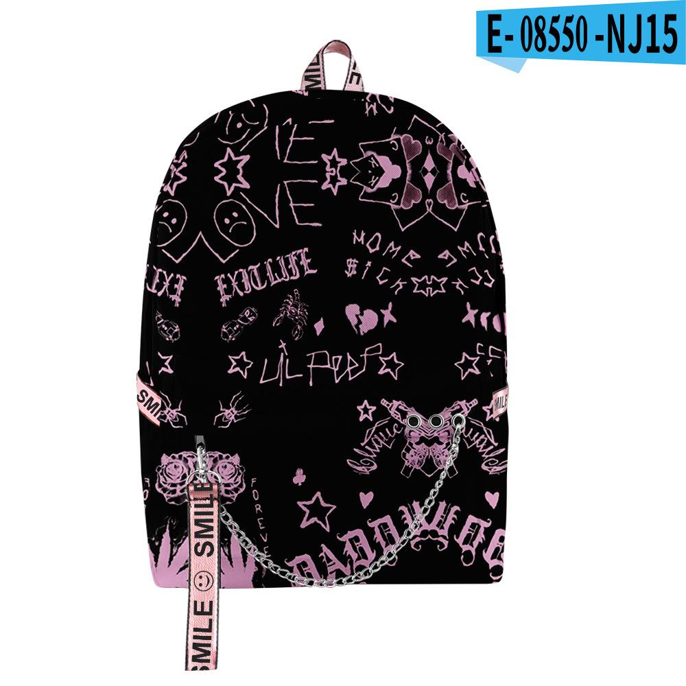 Beliebte Neuheit Jugendliche Schultaschen Unisex Liebe Lil Peep Reisetaschen 3D-Druck Oxford Wasserdicht Notizbuch Schulterrucksäcke